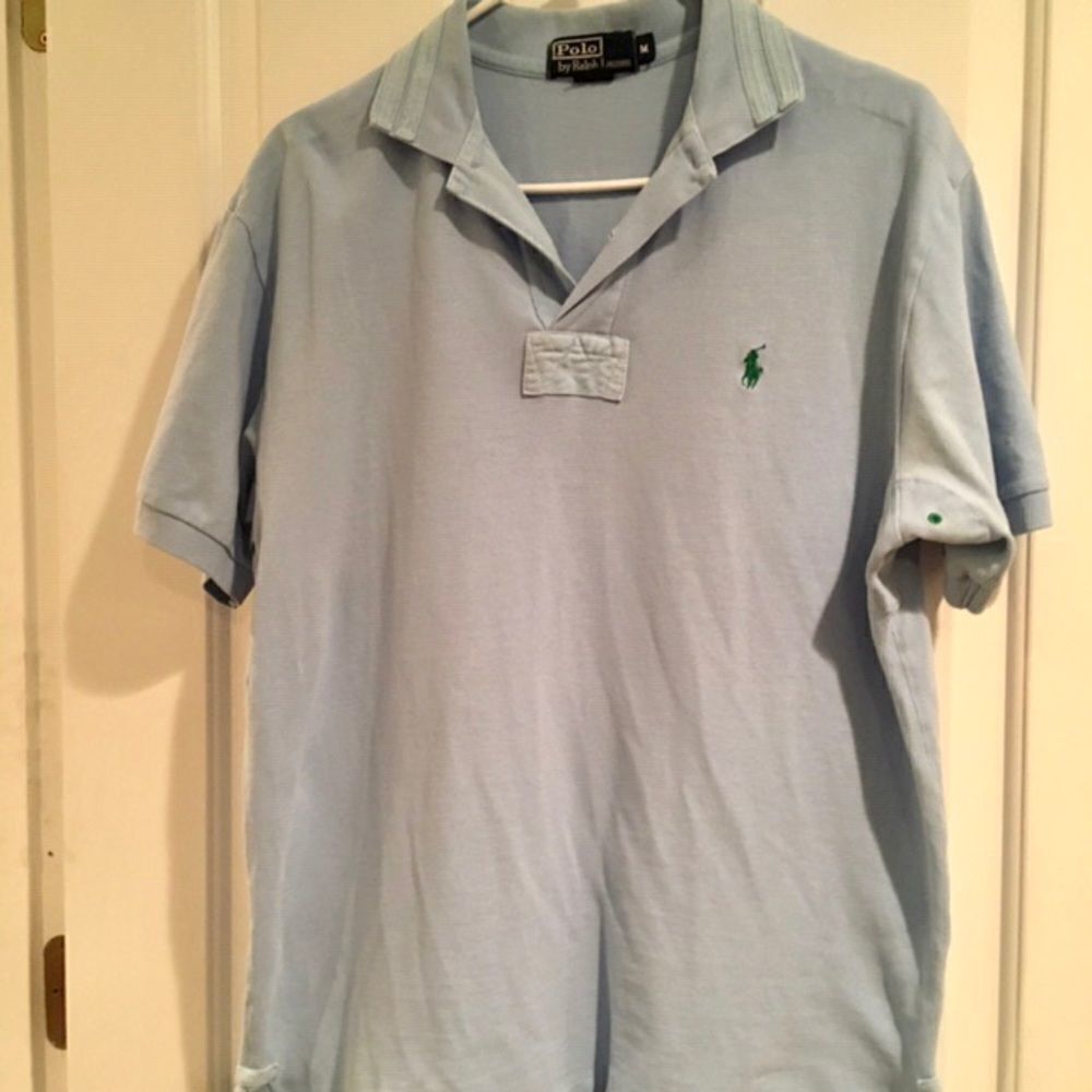 Men’s Light Blue Polo by Ralph Lauren Pique Shirt - Size M